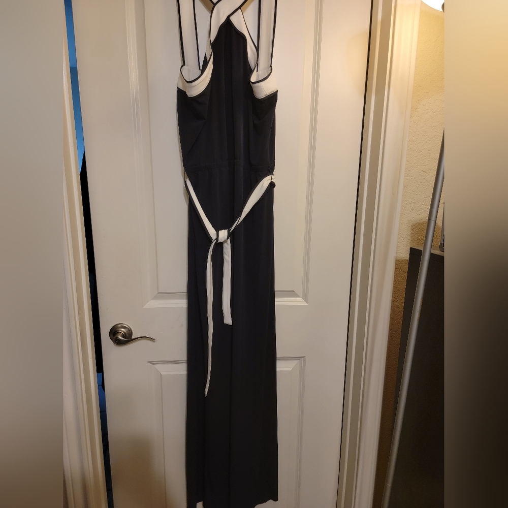Navy & White Halter Jumpsuit